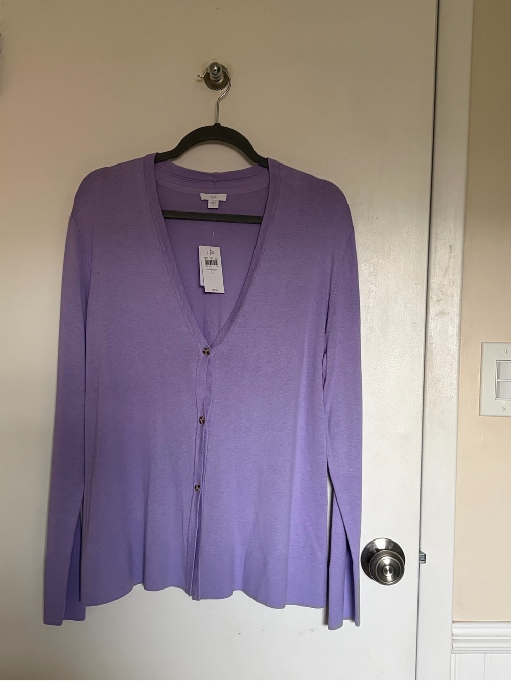 J. Jill Lavender V-Neck Button Cardigan